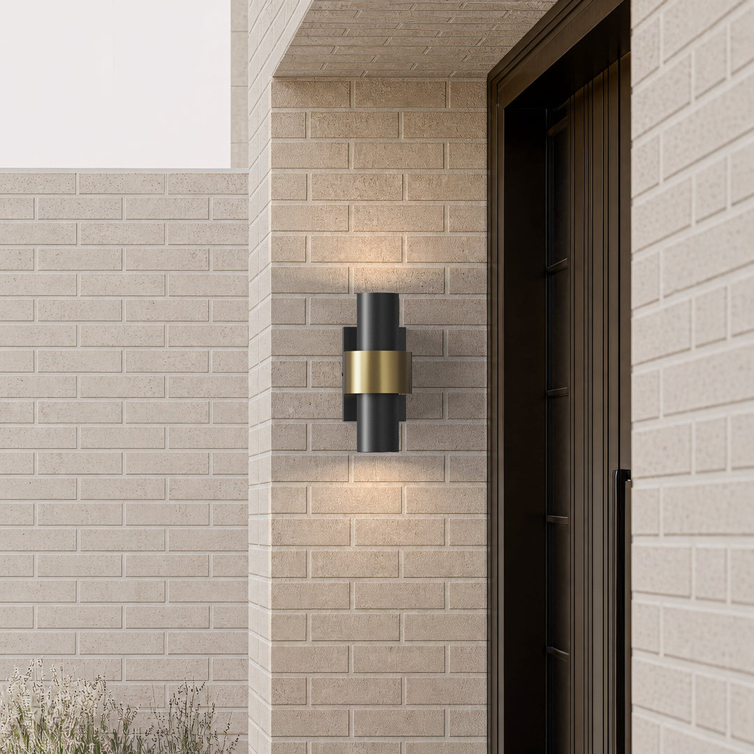 Glass Cylinder Outdoor Wall Light | Black and Gold