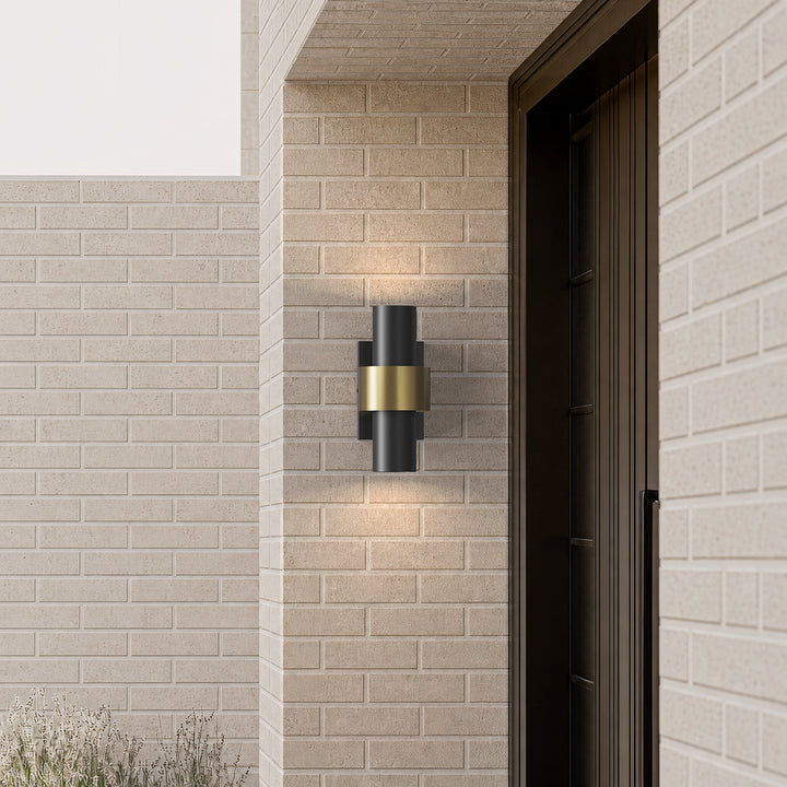 Glass Cylinder Outdoor Wall Light | Black and Gold