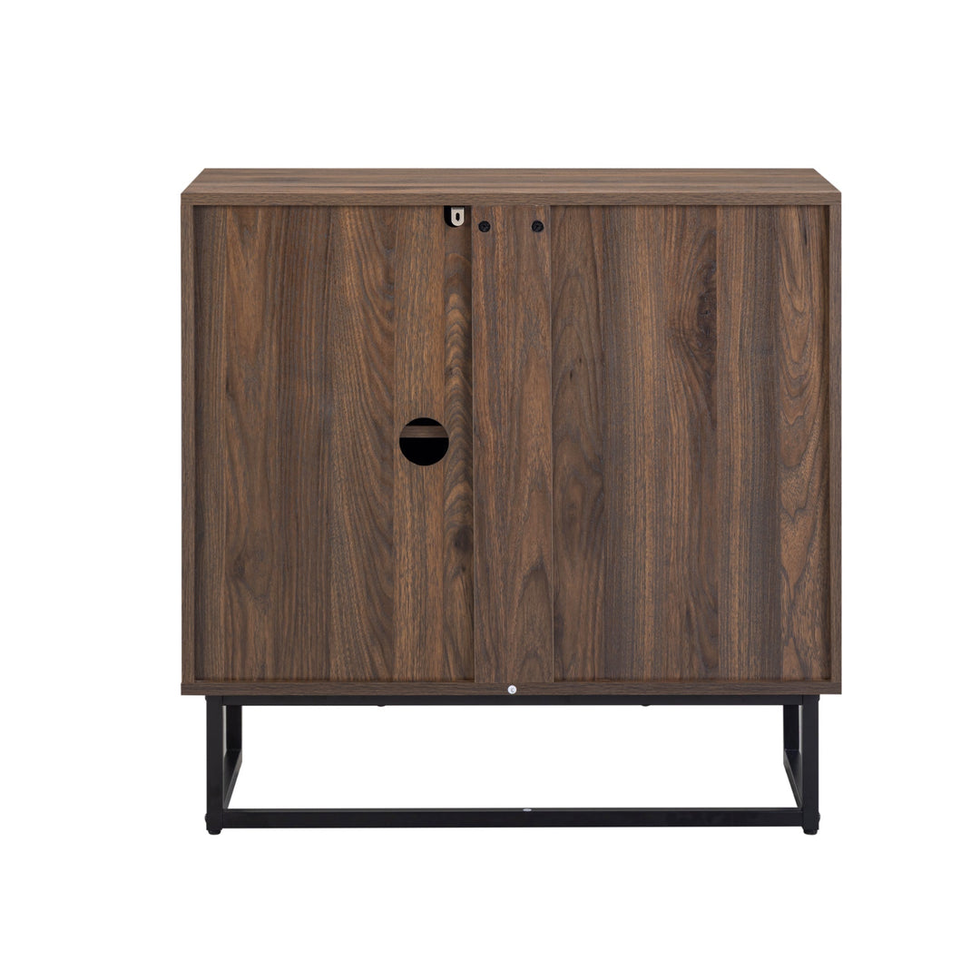 Wood 2-Door Storage Cabinet Walnut
