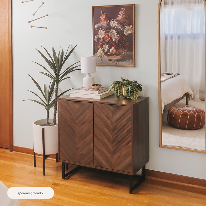 Wood 2-Door Storage Cabinet Walnut