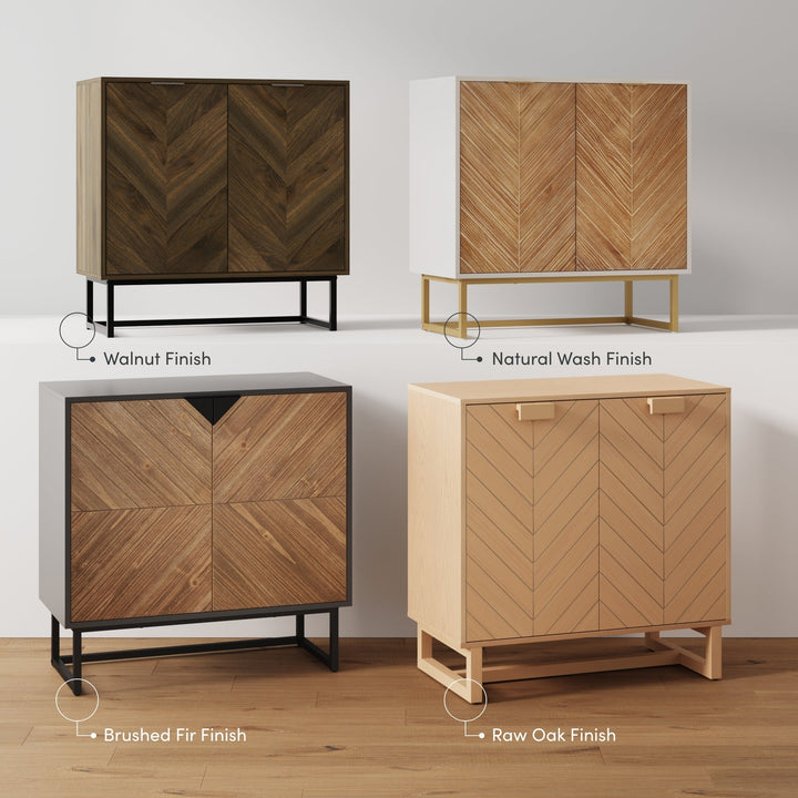 Wood 2-Door Storage Cabinet Walnut