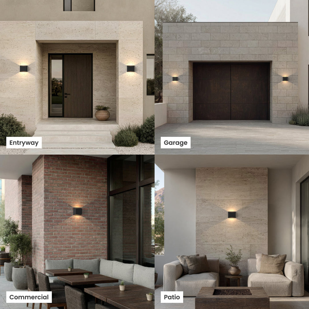 Up and Down Outdoor Wall Light | Solar or Wired, Black