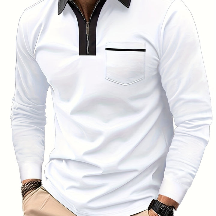 Men's Long-Sleeve Zip-Collar Summer Polo Shirt – image 2