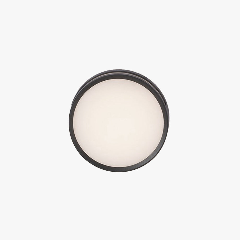 Round Outdoor Wall Light | Black Ring, Opal Diffuser