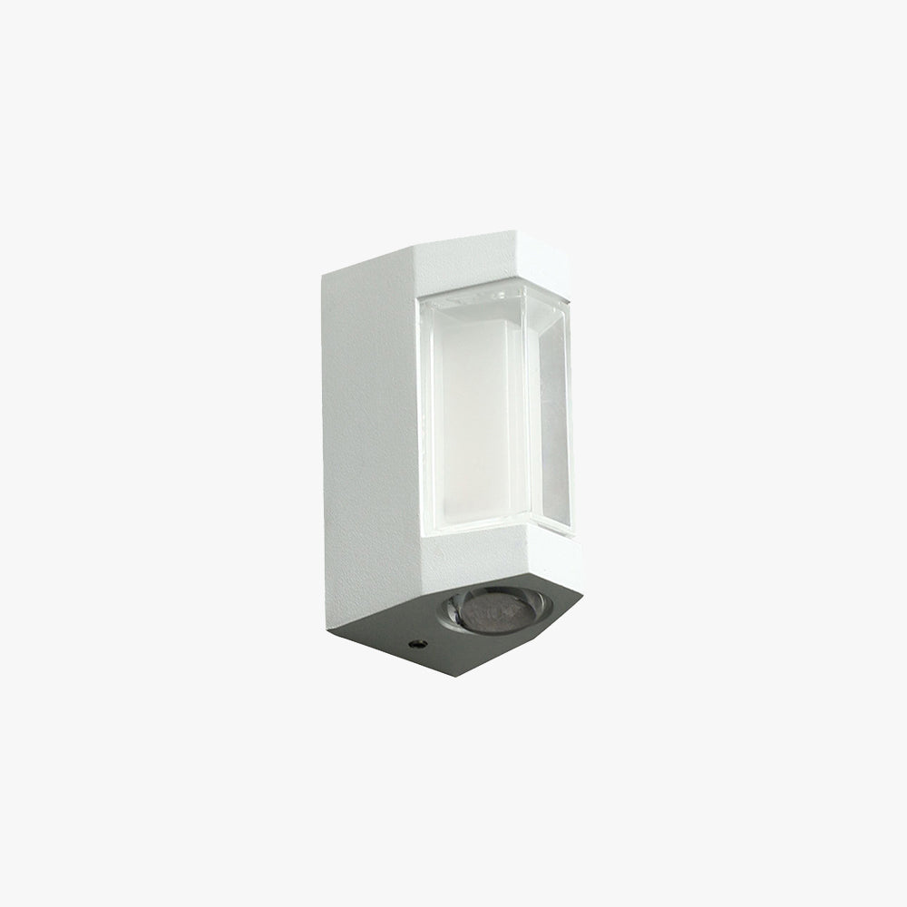 Faceted Up and Down Outdoor Wall Light | Black or White