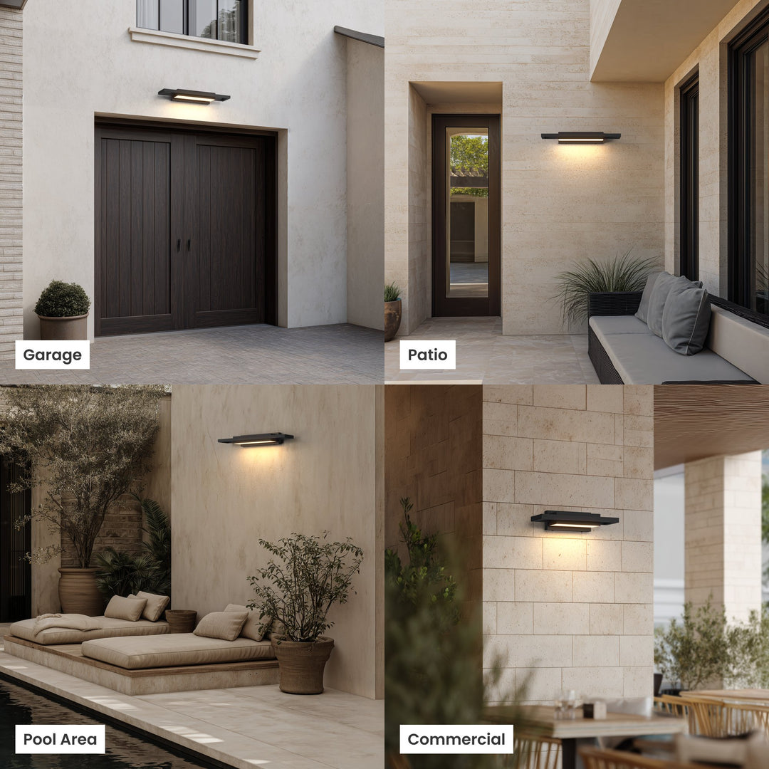 Floating Bar Outdoor Wall Light | Black Steel, 35 or 55 cm