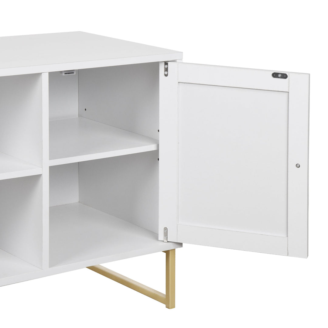 Rattan & Wood 2-Door TV Cabinet White