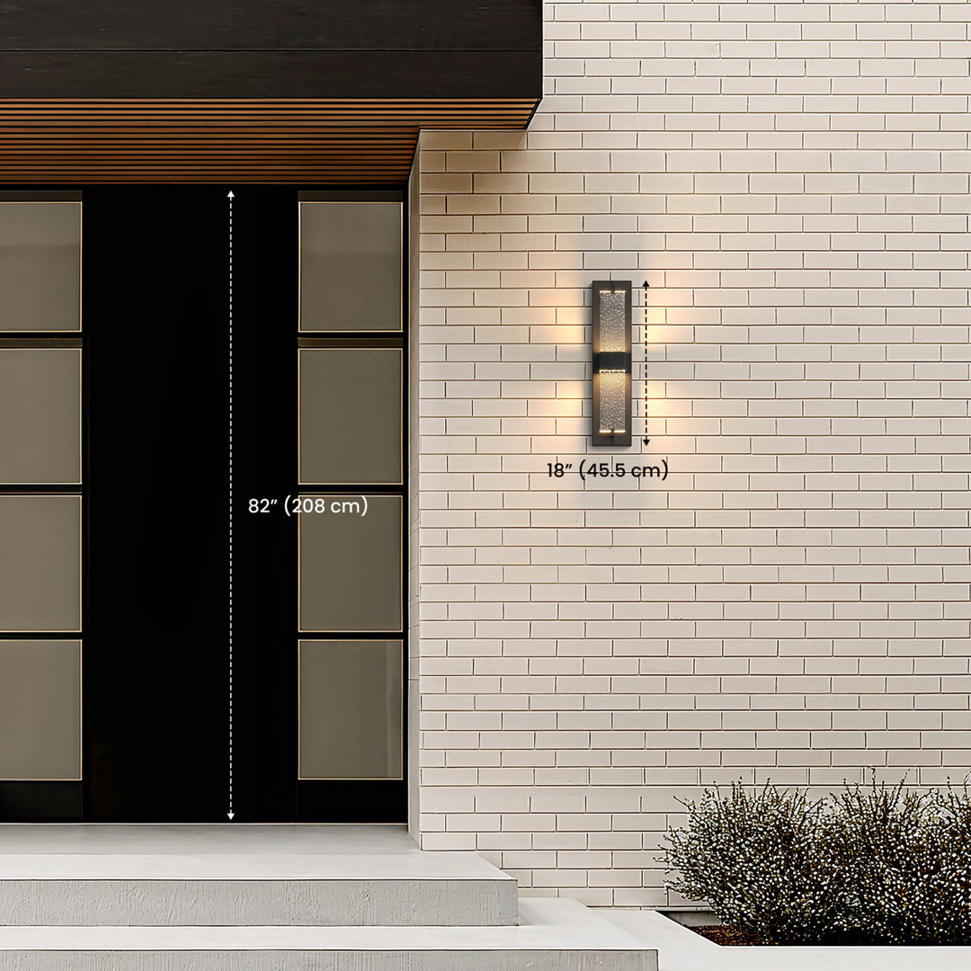 Seeded Glass Bar Outdoor Wall Light | Black, 5 Light Colours