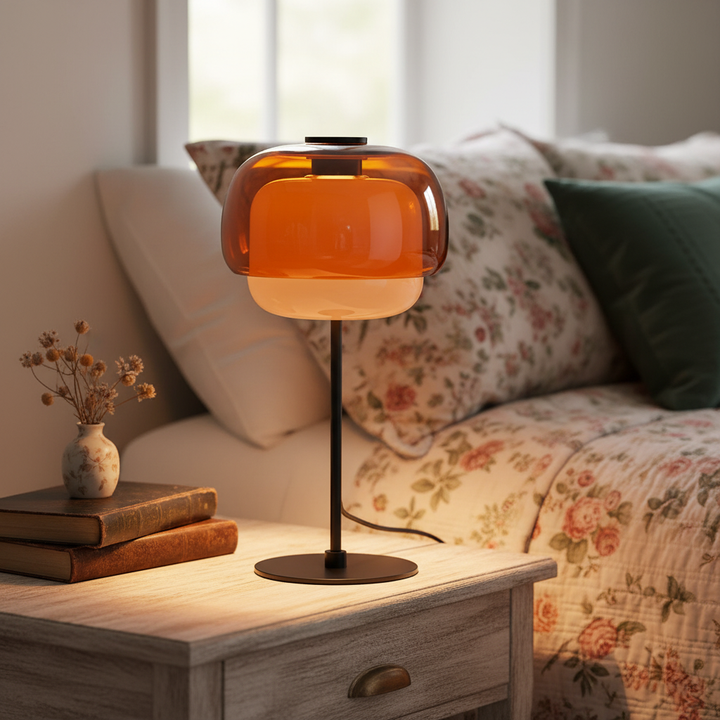 Sanae Modern Retro Double-Dome Colored Glass Table Lamp