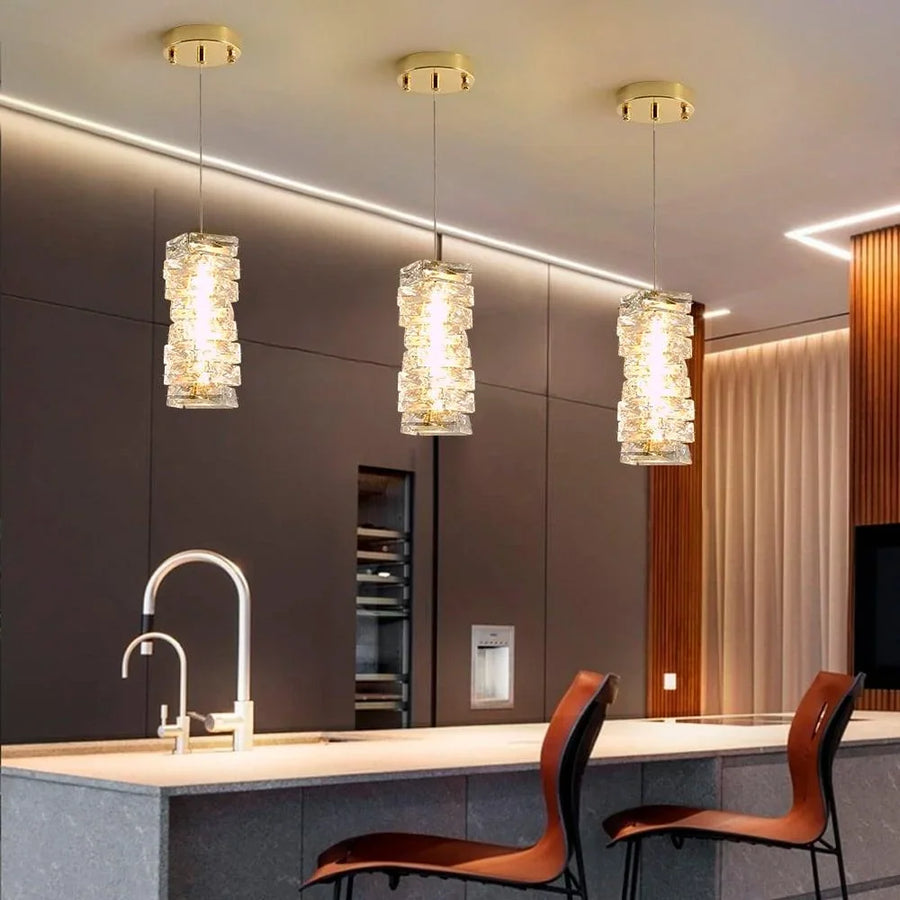 Crystal Mini Chandelier Pendant Light in Gold