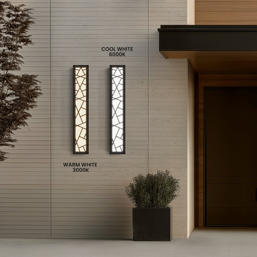 Geometric Outdoor Wall Light | Black, Patterned Diffuser