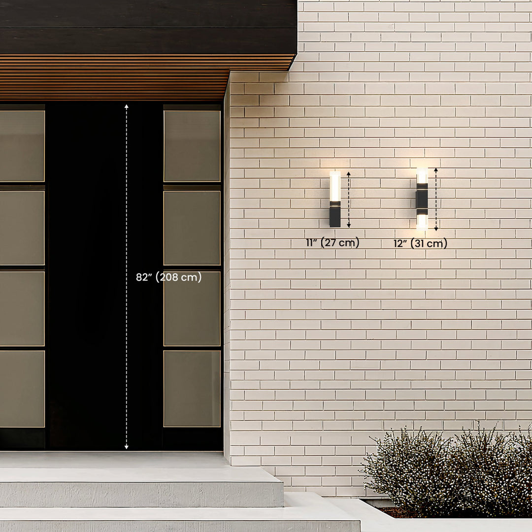 Up and Down Outdoor Wall Light | Black Aluminium Column