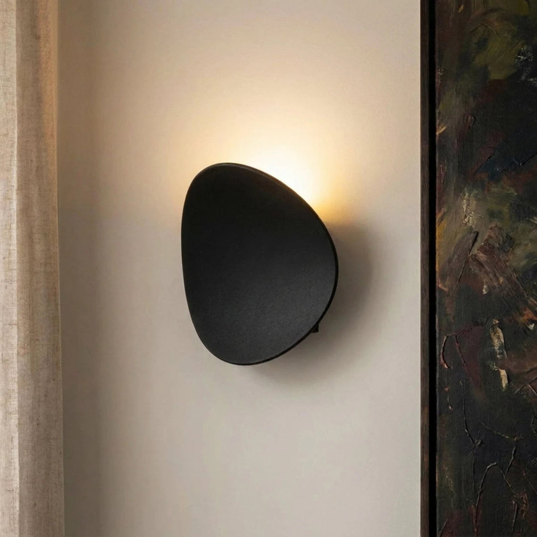 Pebble Wall Light with Backlight Glow | Black or White