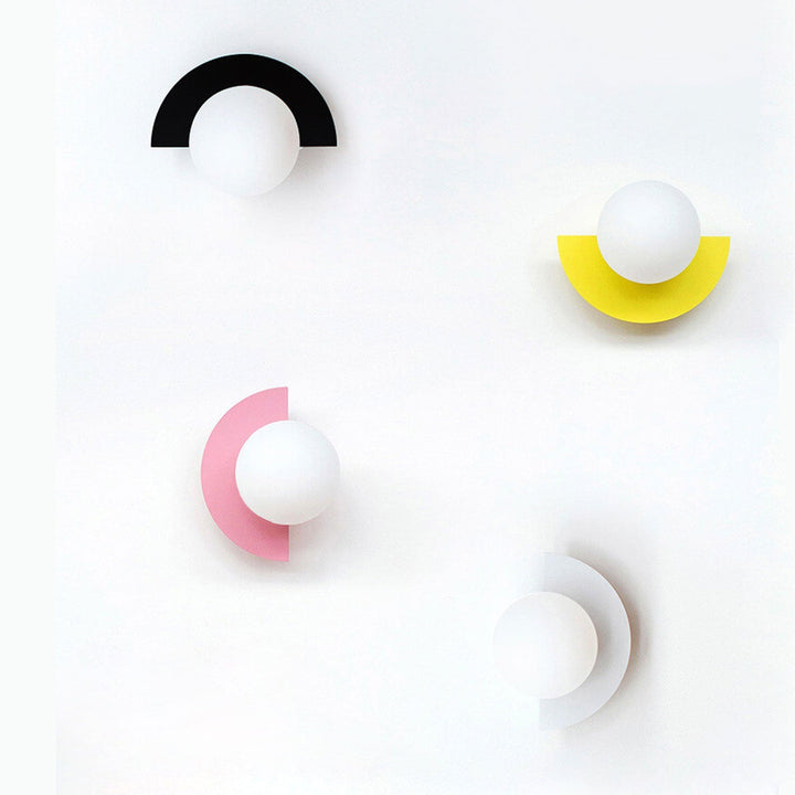 Modern Minimalist Glass Spherical Colorful Semicircle Design 1-Light Wall Sconce Lamp