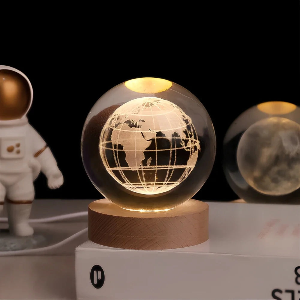 3D Engraved Galaxy Crystal Ball Light