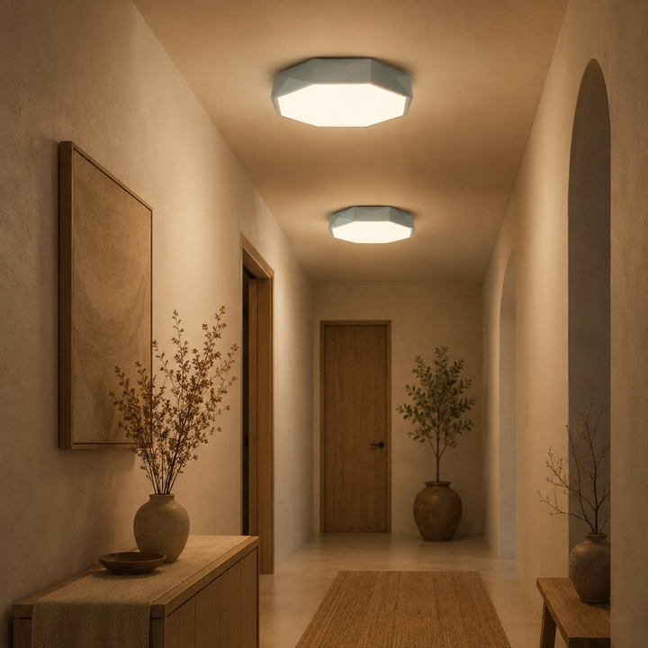 Faceted Scandinavian LED Flush Mount Ceiling Light – image 9