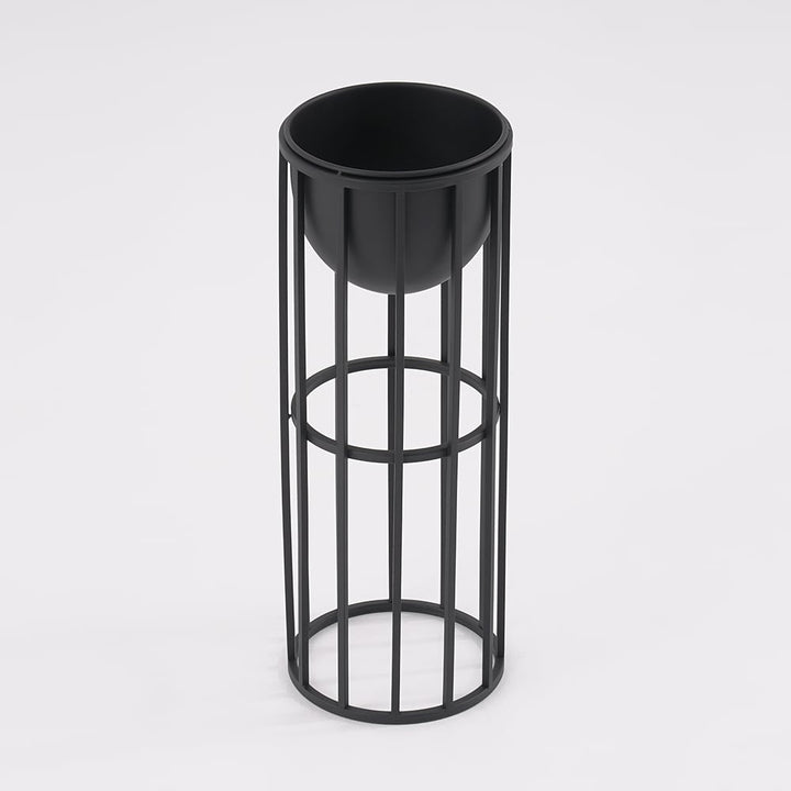 Black Metal Plant Pot with Stand