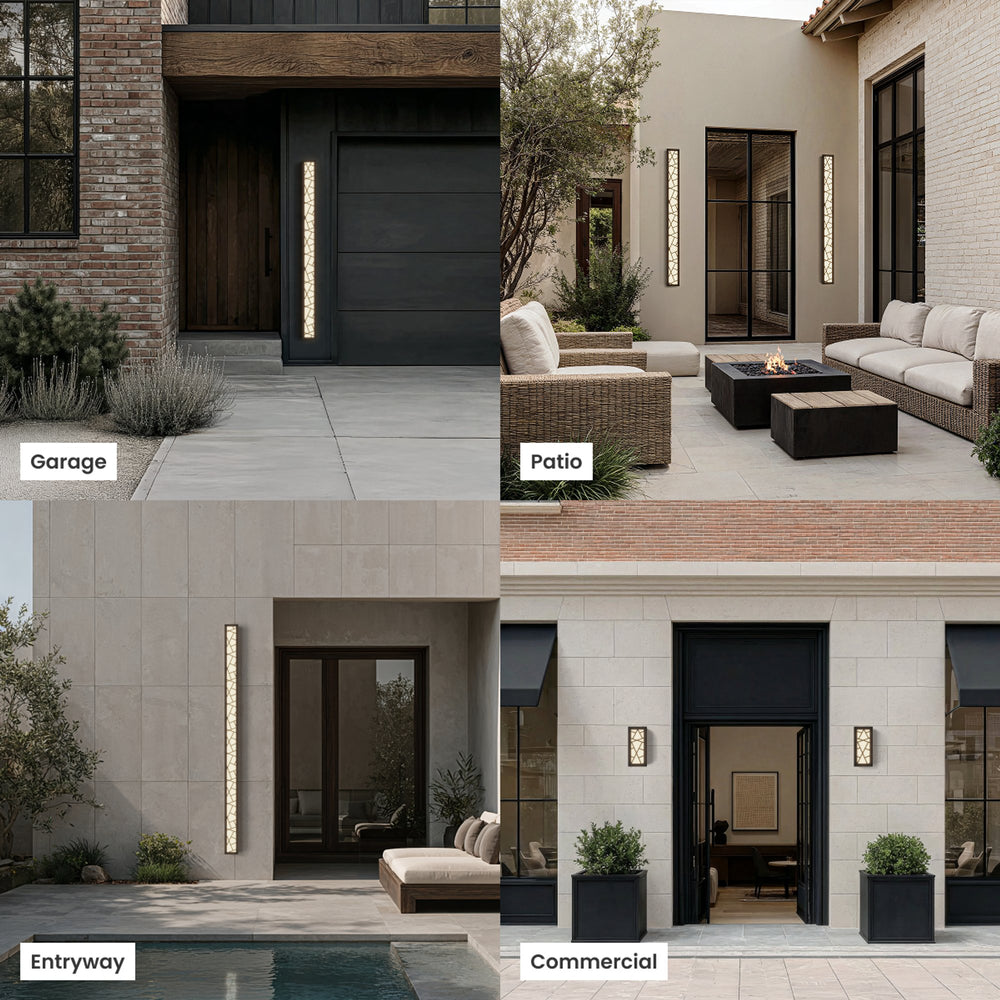 Geometric Outdoor Wall Light | Black, Patterned Diffuser