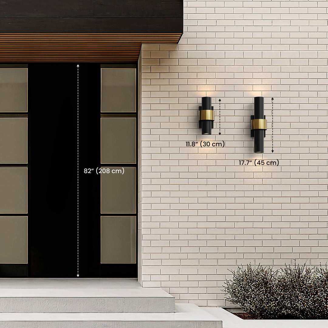Glass Cylinder Outdoor Wall Light | Black and Gold