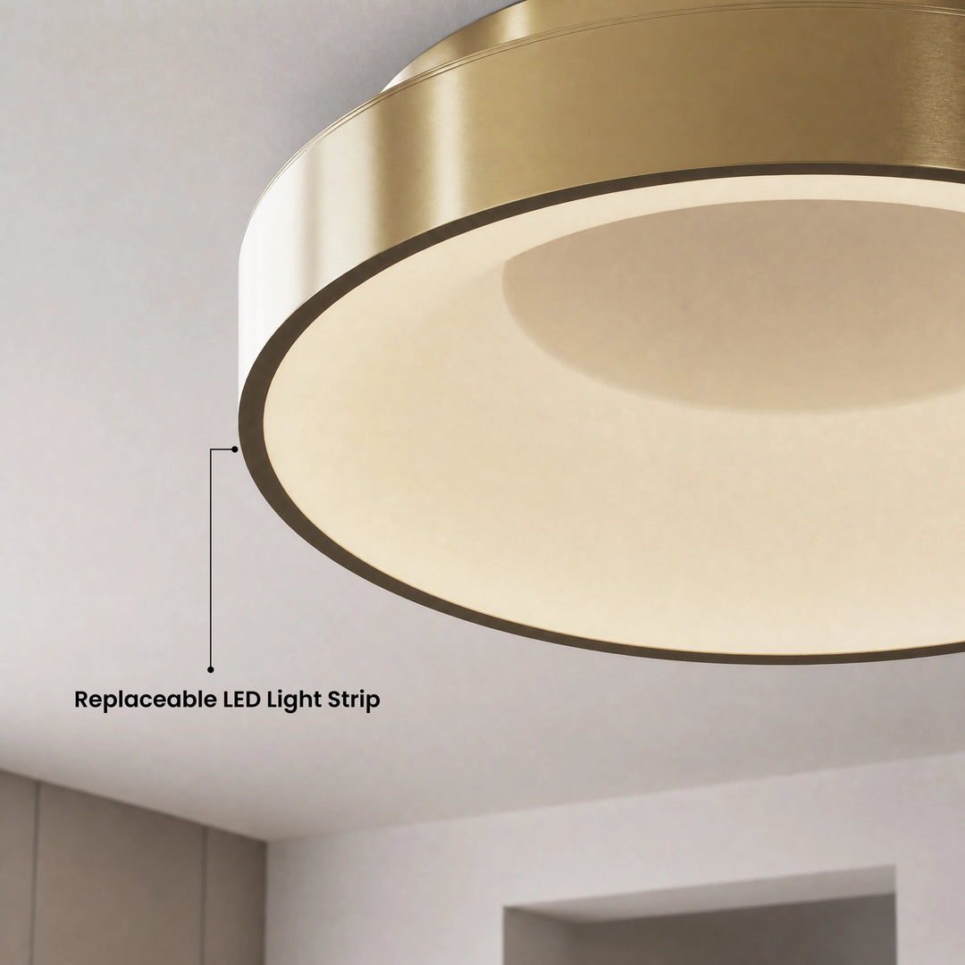 Round LED Flush Ceiling Light | Brushed Brass or Black