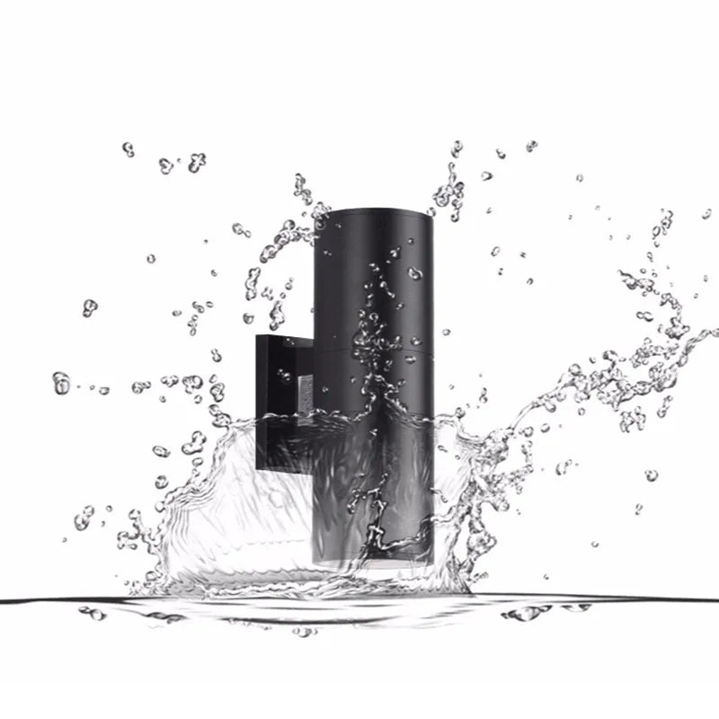 Cylinder Up and Down Outdoor Wall Light | Black, Three Sizes