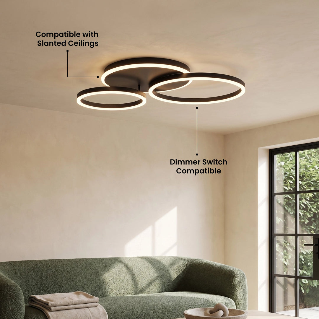 Ring LED Ceiling Light | Gold or Black, 1 to 5 Rings