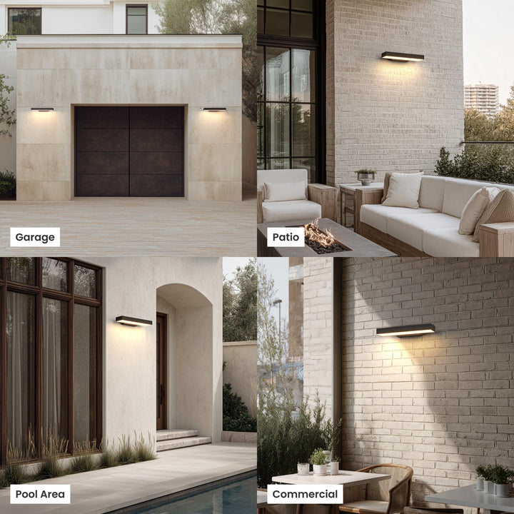 Horizontal LED Outdoor Wall Light | Black, 40 or 60 cm