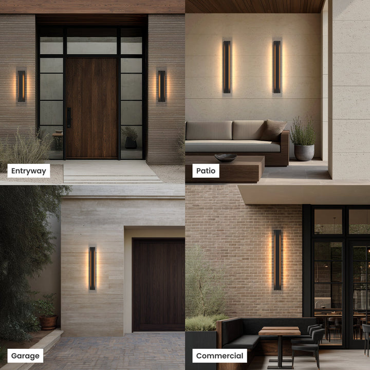 Vertical LED Outdoor Wall Light | Black, 3 Lengths
