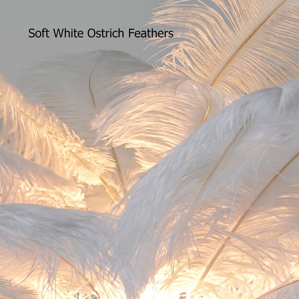 Art Deco Feather Shade Floor Lamp in Rose Gold