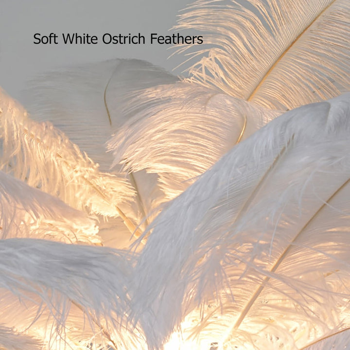 Art Deco Feather Shade Floor Lamp in Rose Gold