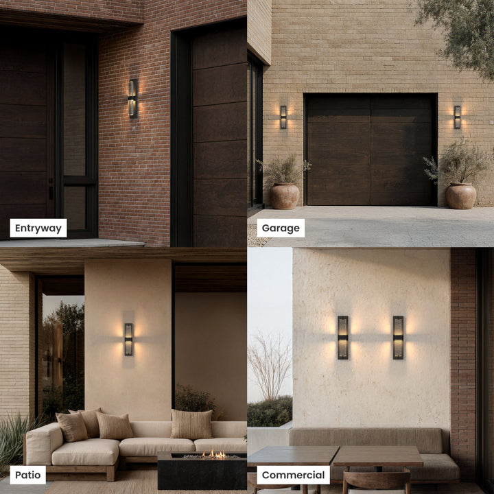Seeded Glass Bar Outdoor Wall Light | Black, 5 Light Colours