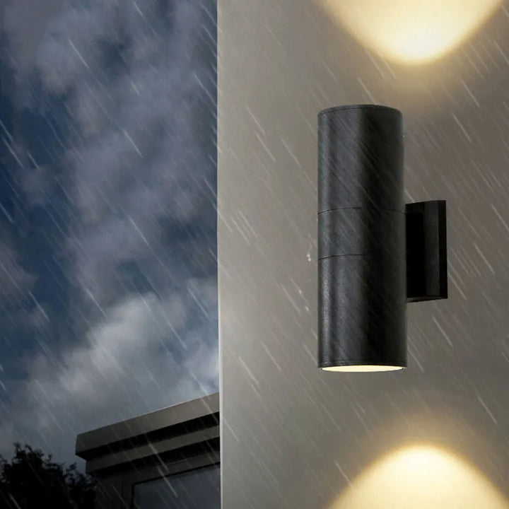 Cylinder Up and Down Outdoor Wall Light | Black, Three Sizes