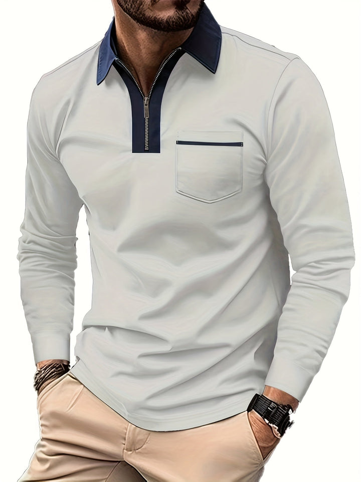 Men's Long-Sleeve Zip-Collar Summer Polo Shirt – image 11