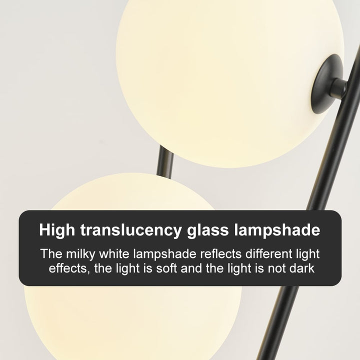 Black Tripod Floor Lamp with Three Glass Shades