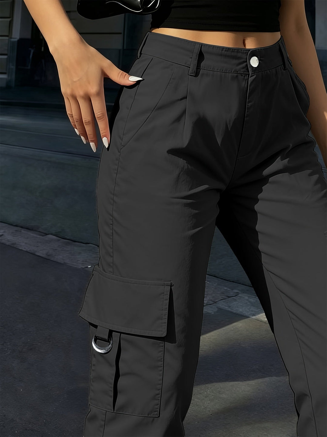 Women's High-Waisted Wide-Leg Cargo Everyday Trousers – image 9