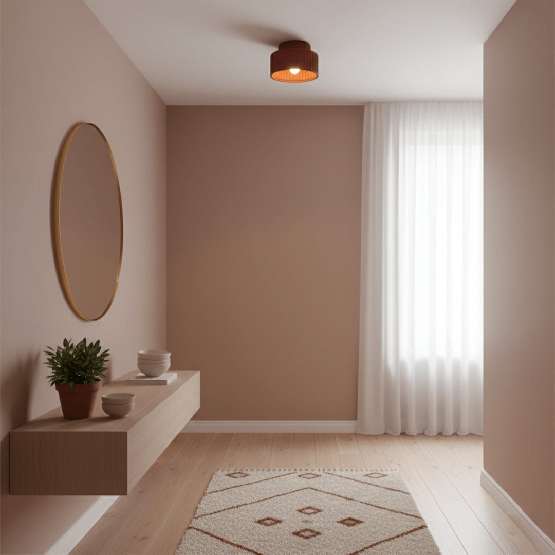 Ribbed Semi-Flush Ceiling Light | White, Beige, Green or Orange