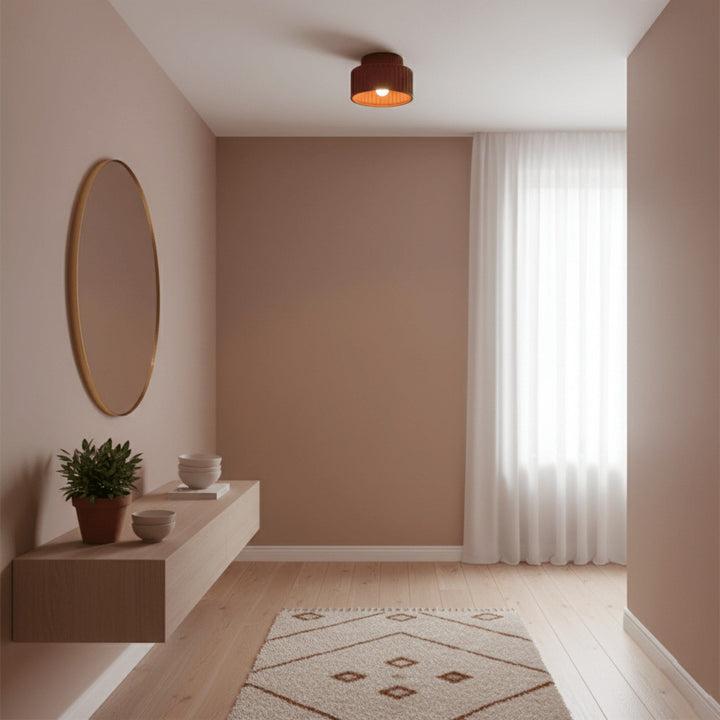 Ribbed Semi-Flush Ceiling Light | White, Beige, Green or Orange