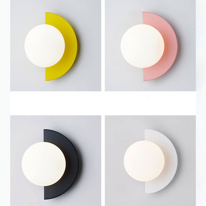 Half-Moon Wall Light | Opal Globe, 7 Colours