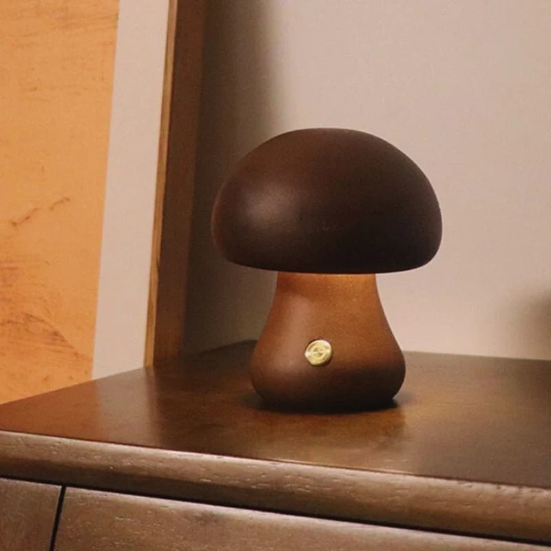 Solid Wood Mushroom Table Lamp