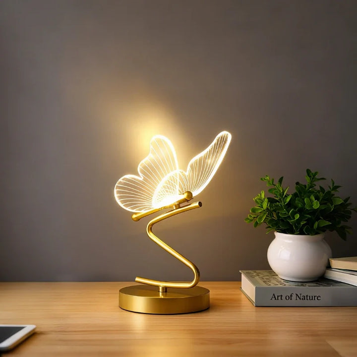 Engraved Butterfly Wing Table Lamp
