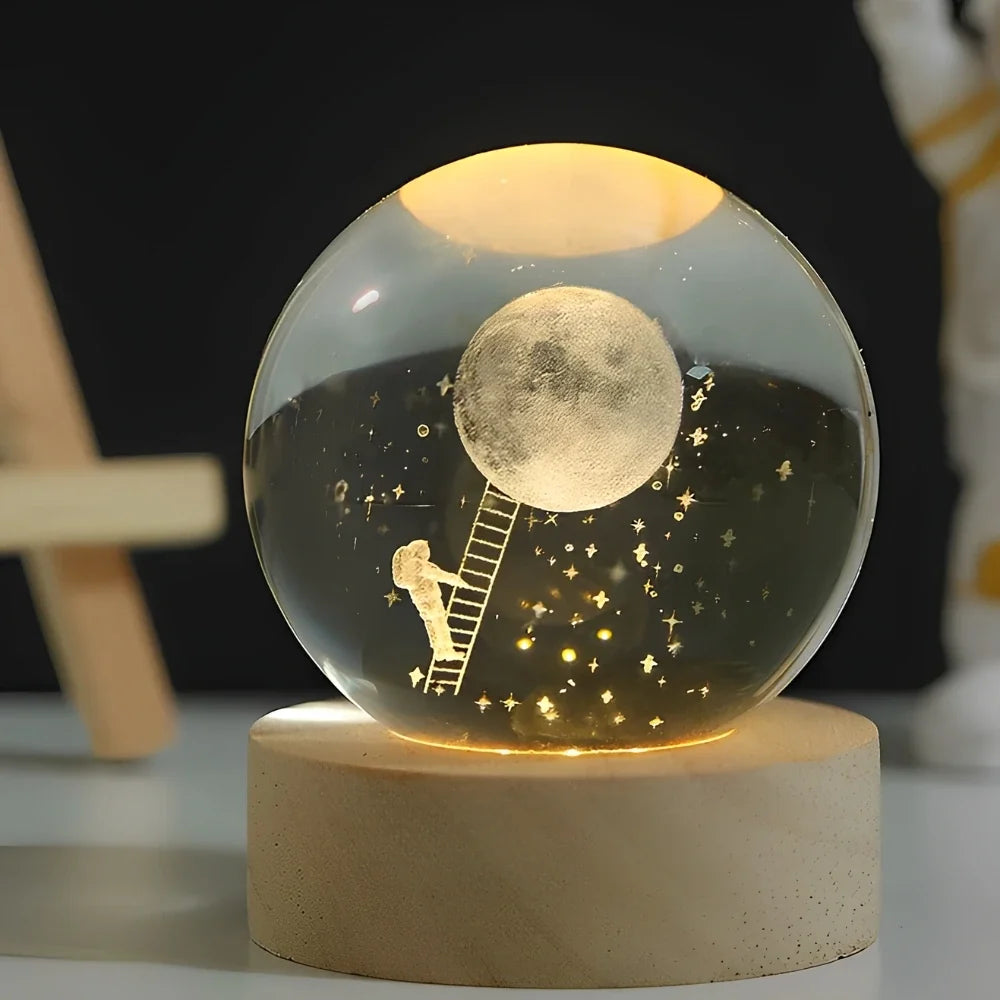 3D Engraved Galaxy Crystal Ball Light