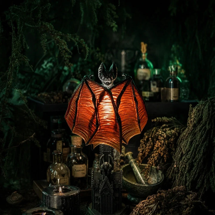 Gothic Bat Wing Resin Table Lamp