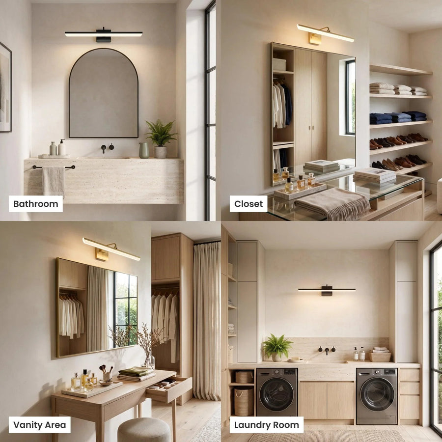Slim LED Bathroom Mirror Light | Gold or Black