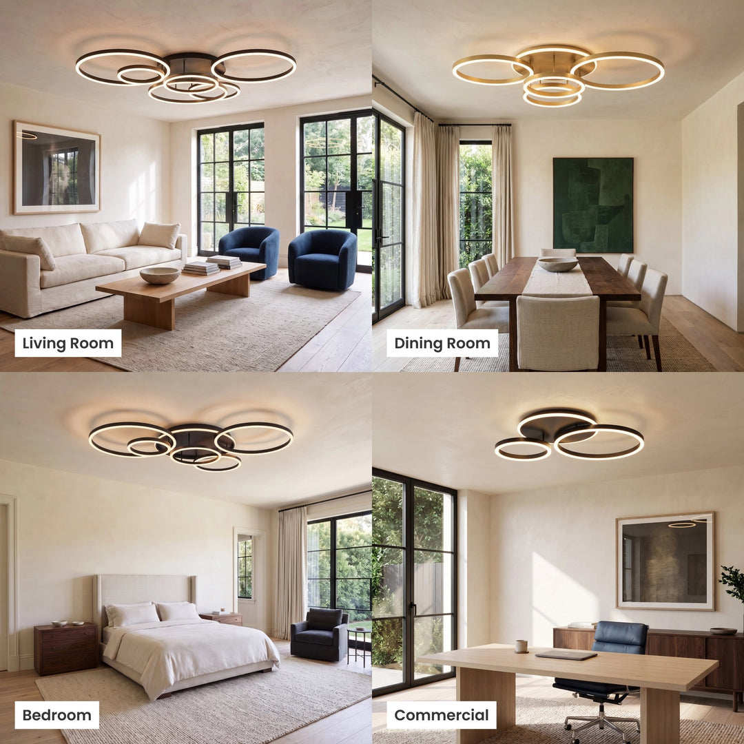 Ring LED Ceiling Light | Gold or Black, 1 to 5 Rings