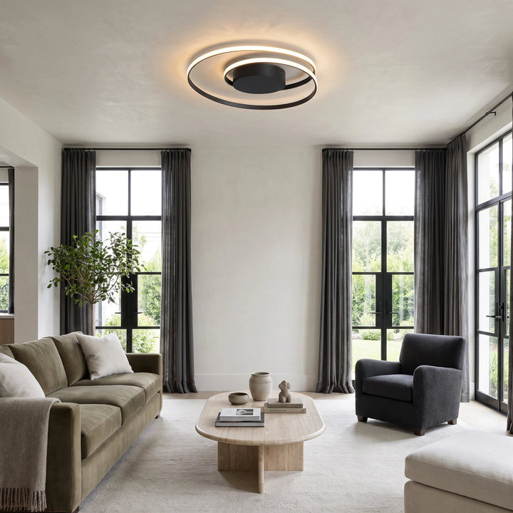 Sculptural Swirl LED Ceiling Light | Black or Gold