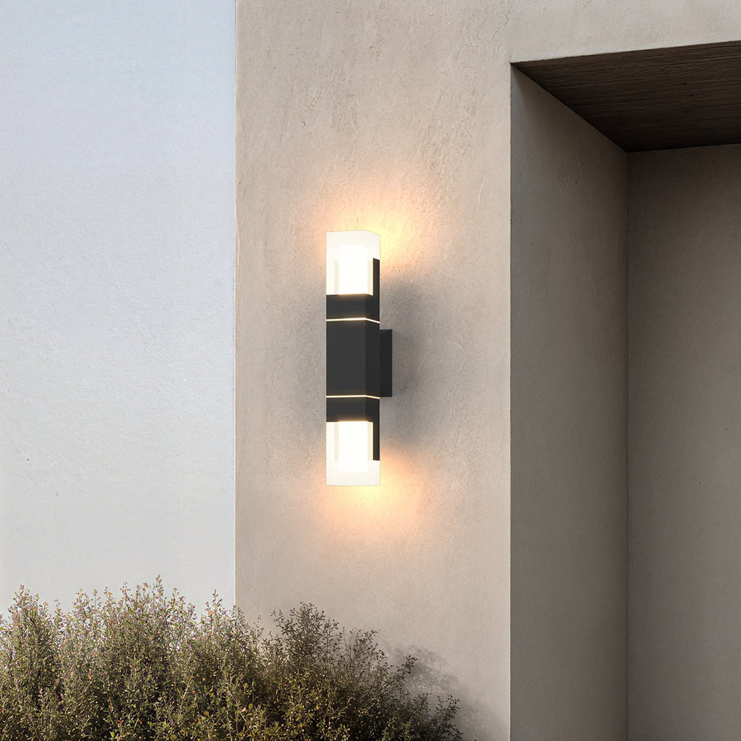 Up and Down Outdoor Wall Light | Black Aluminium Column