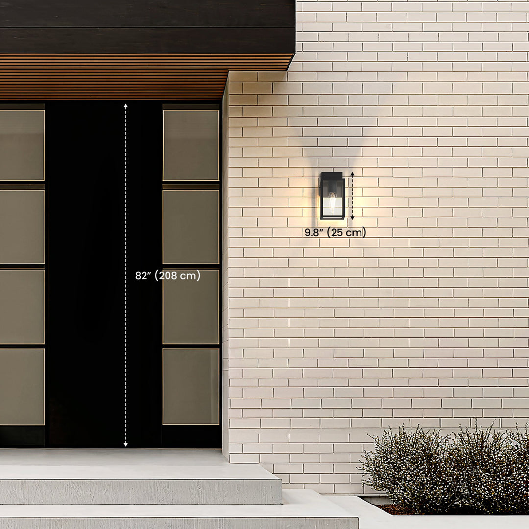 Glass Panel Outdoor Lantern | Black Steel, Warm White