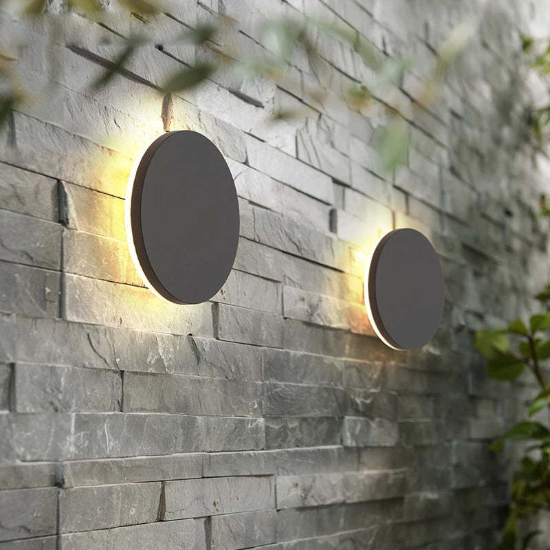 Halo Disc Outdoor Wall Light | Round or Square, Optional Sensor