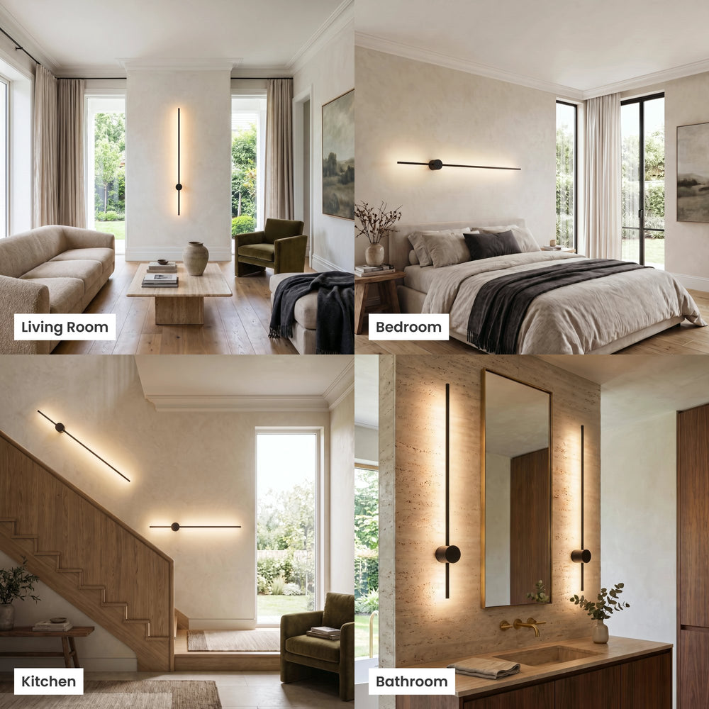 Slim LED Line Wall Light | Black, Rotatable, 60-120 cm