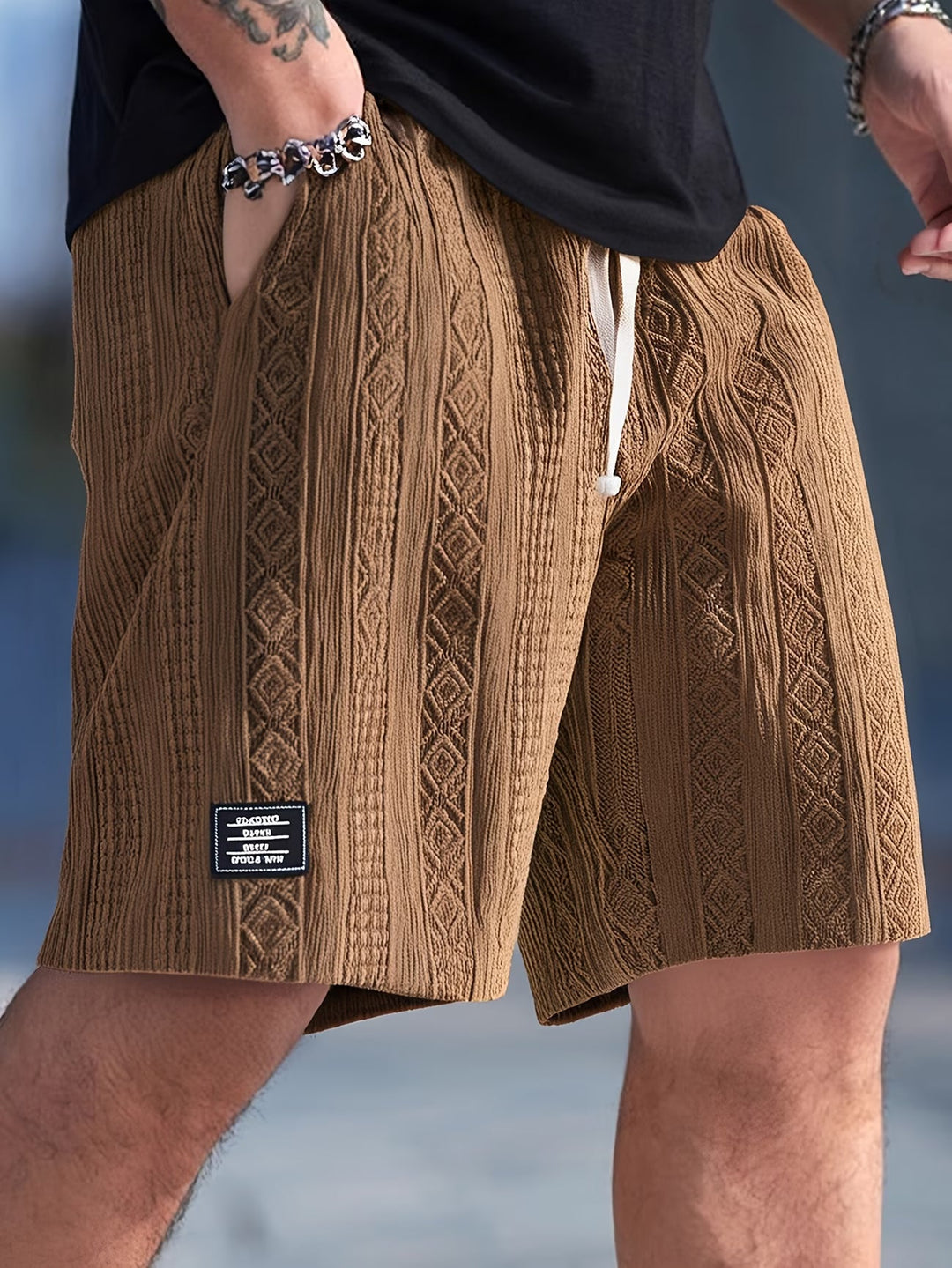 Men's Drawstring Geometric Summer Shorts – image 1